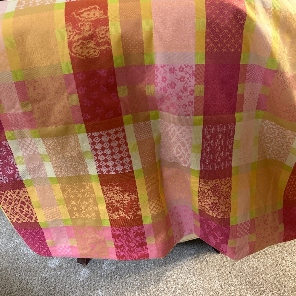 Tablecloth Garnier-Thiebaut NEW Wax  Coated Pink, Yellow, Orange, Green